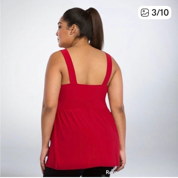 Torrid Red Surplice Poly Spandex Blend Babydoll Cocktail Tunic Top SZ 2X - Picture 2 of 9